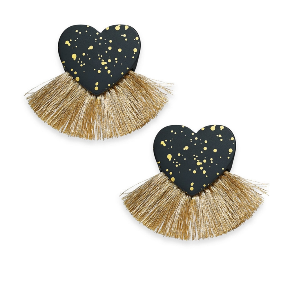 INC Fringe Earrings, Gold & Black